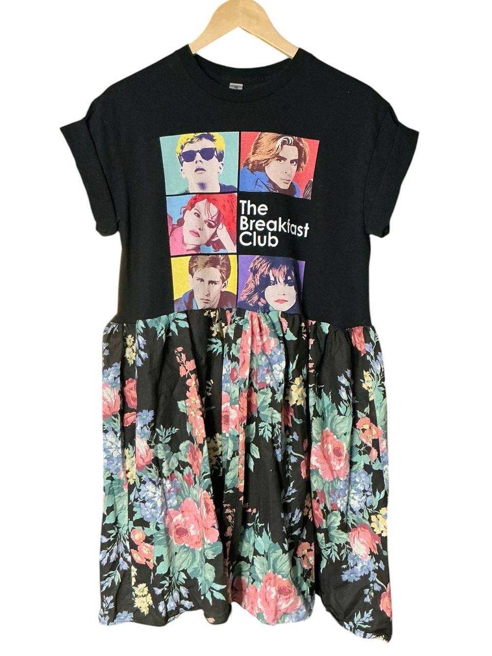THE BREAKFAST CLUB Upcycled T Shirt Vintage Floral 80s Dress